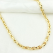 14K Yellow Hollow Gold Smooth and Textured Oval Link Necklace